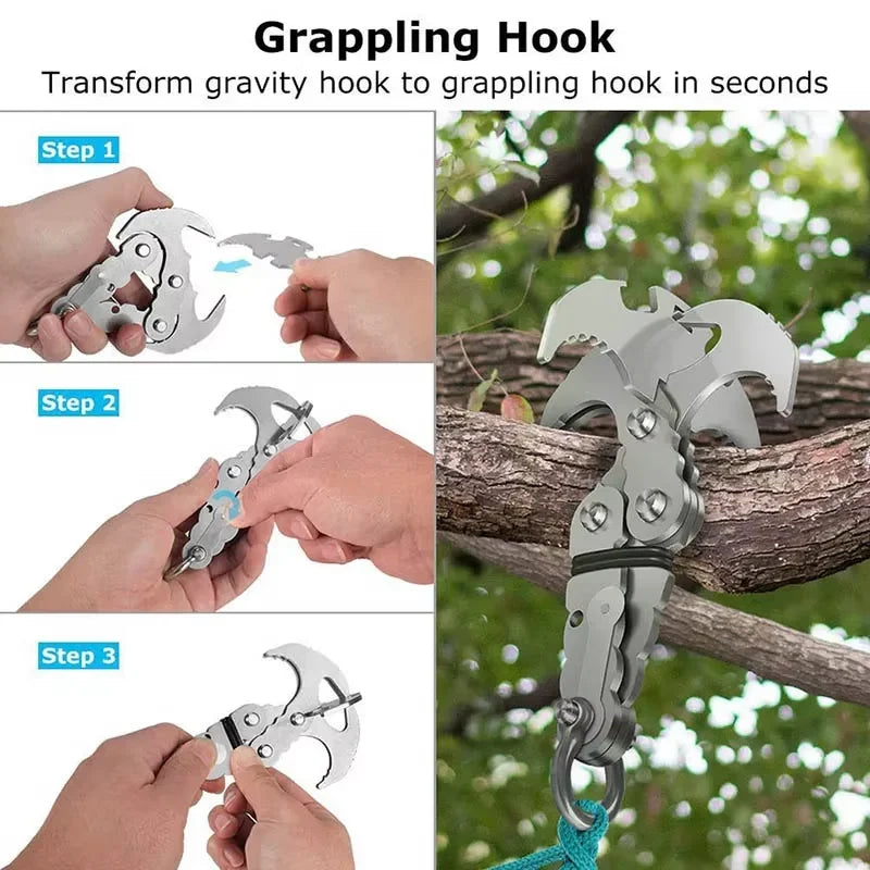 Stainless Steel Folding Grappling Hook – Portable Climbing Claw Climbing Hook Qst