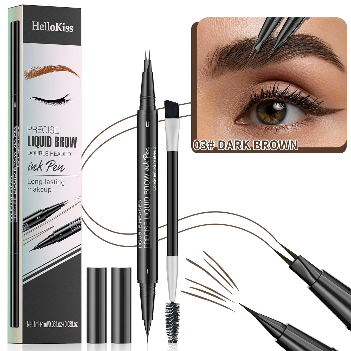 Qme Two-Pronged Eyebrow Pencil – Waterproof, Non-Smudging Eyebrow Pencil Qme