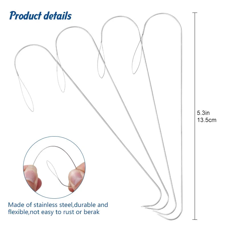 Large Eye Curved Beading Needles for Bead Spinner | Set of 5 Beading Needles Qme