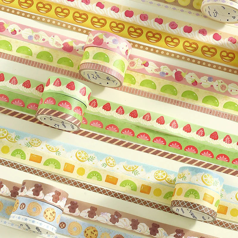 Retro Dessert Japanese Washi Tape Set – 3 Rolls DIY Craft Decorative Washi Tape Qme