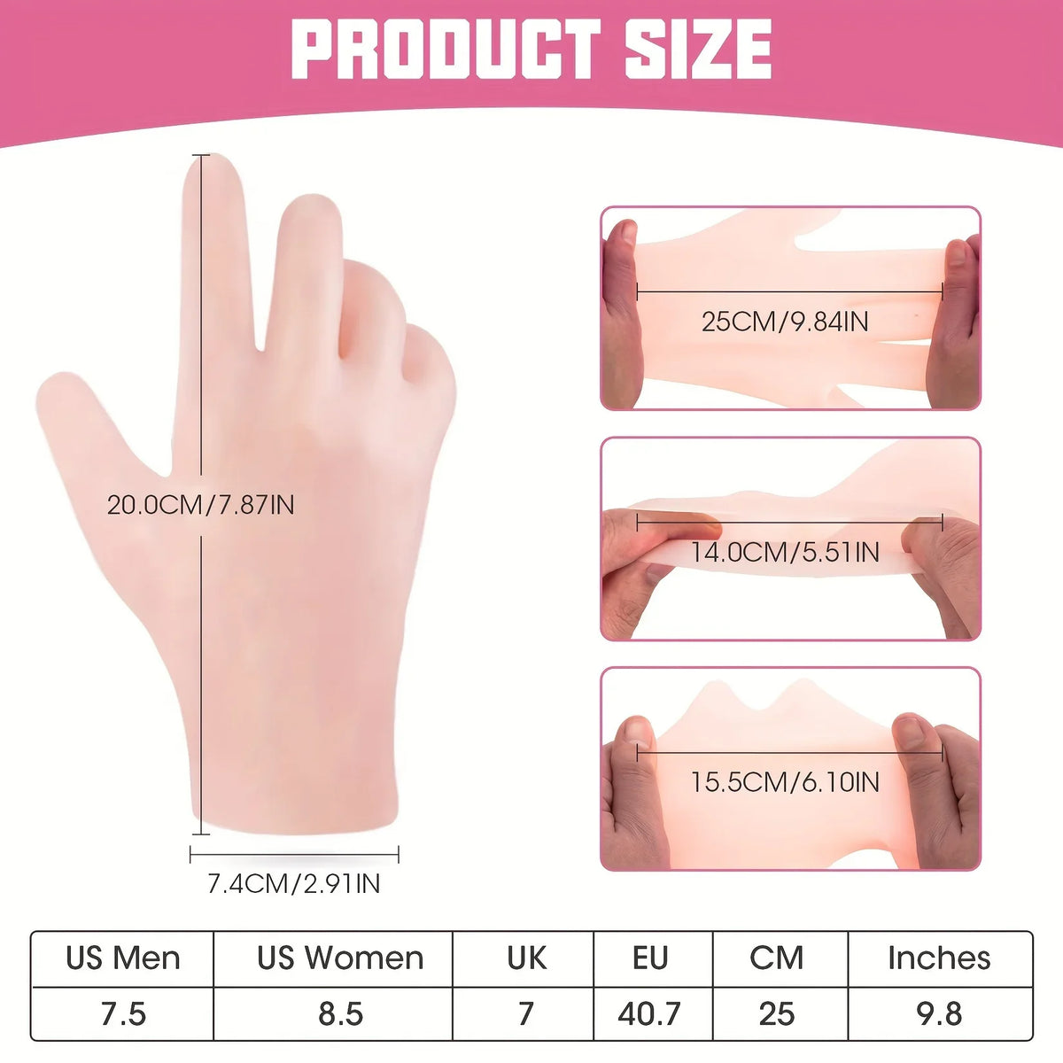 Moisturizing Silicone Gel Spa Gloves – Hydrating Hand Care Spa Hand Gloves Qme