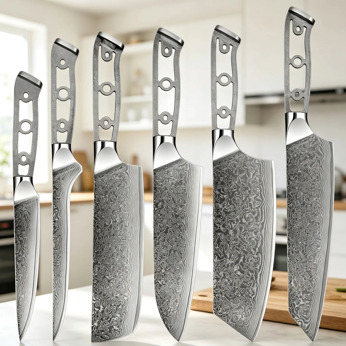 XITUO Damascus Steel Chef Knife Set 1-6 PCS – DIY Blank Blade Damascus Chef Knife Set Qst