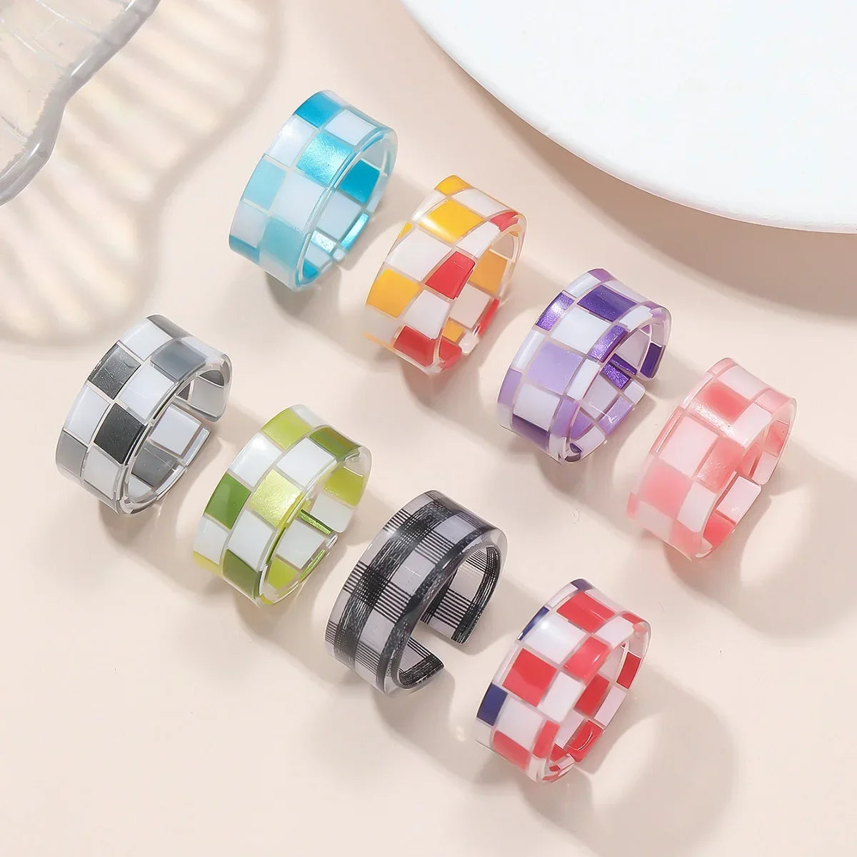 Plaid Acrylic Resin Chunky Bangle Bracelet | 8 Colors Resin Bangle Bracelet Qme