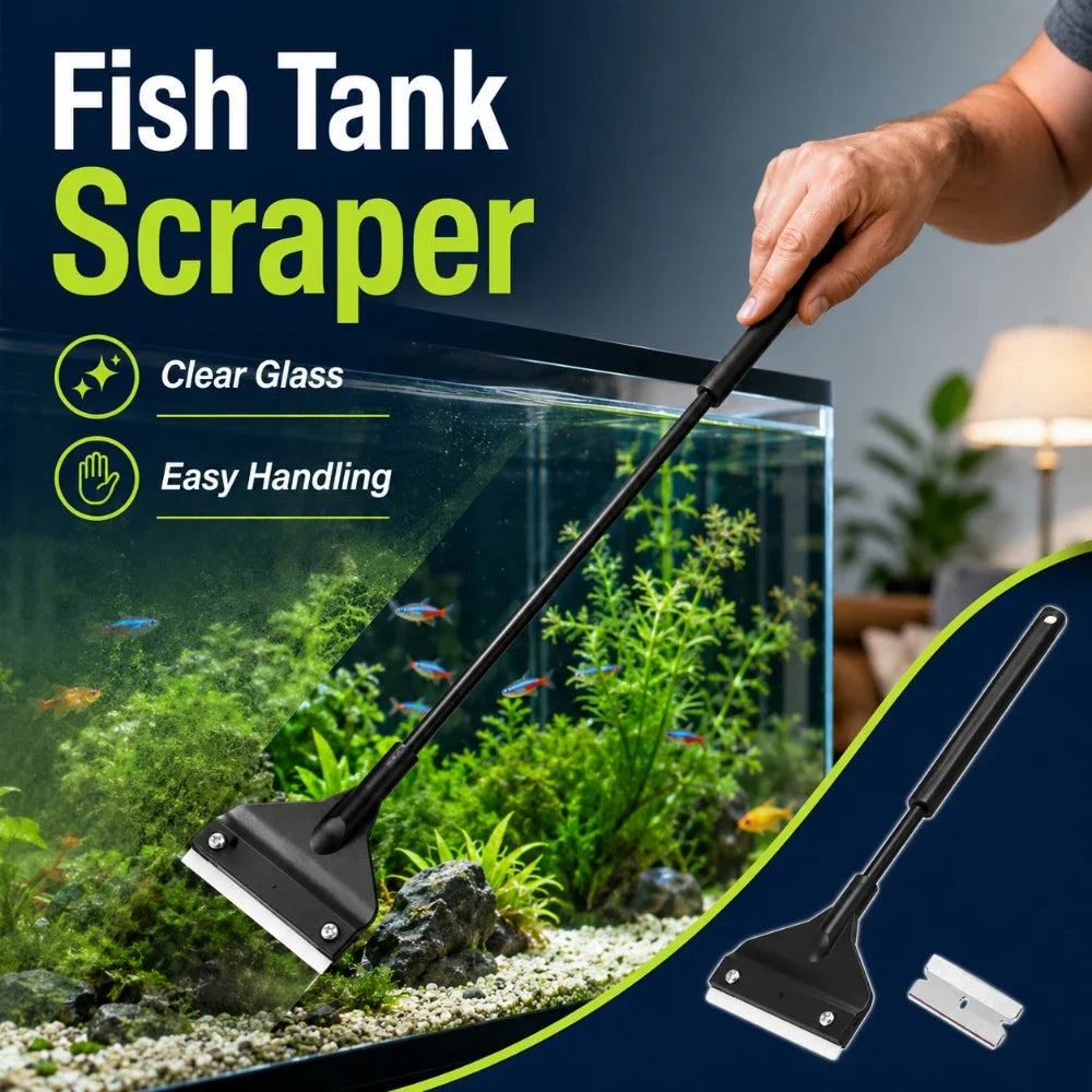 Dual Function Aquarium Algae Scraper & Sand Cleaner | Qme Aquarium Cleaning Tool Qme