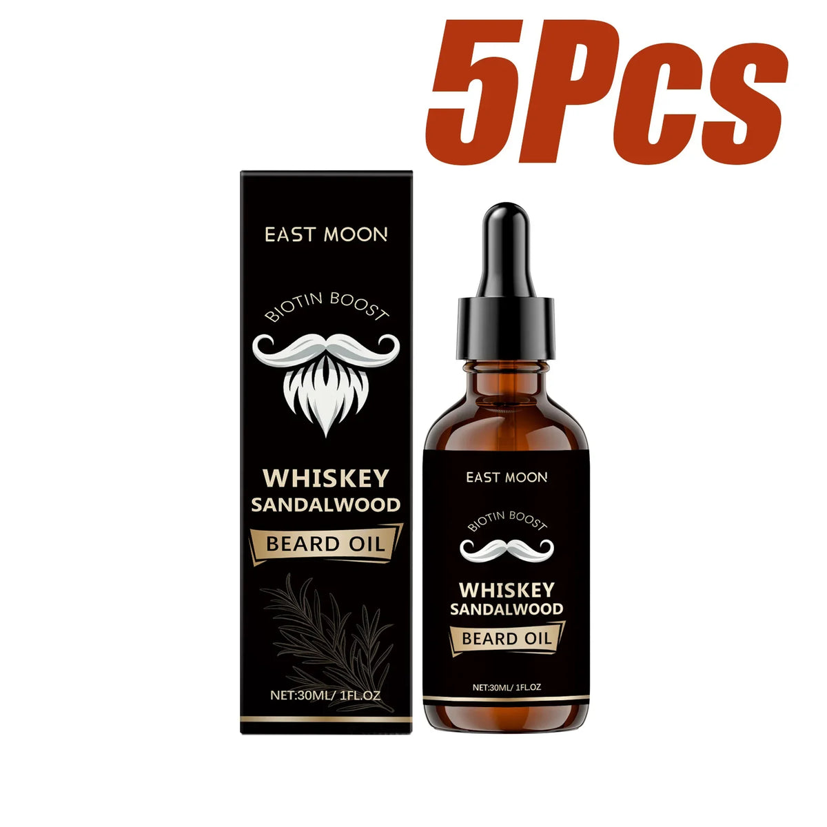 Rosemary Beard Care Essential Oil – Soft, Thick & Smooth Beard Oil Qme 5 x 30ml Boxed