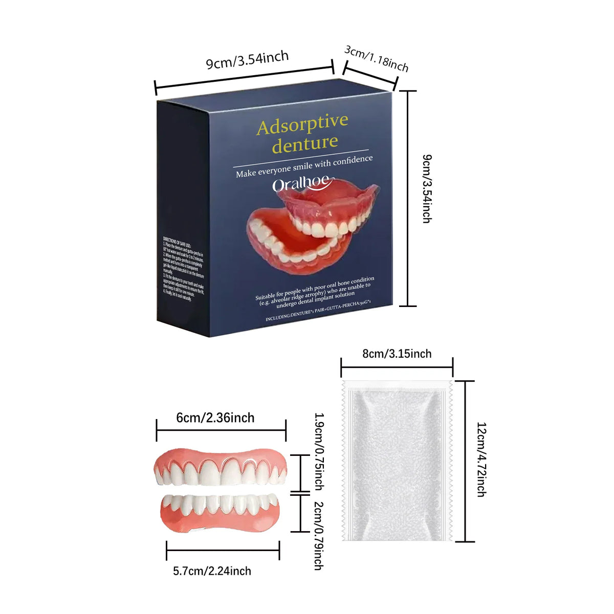 Temporary Cosmetic Dentures Full Set – Moldable Resin Kit Cosmetic Dentures Qst 1PCS