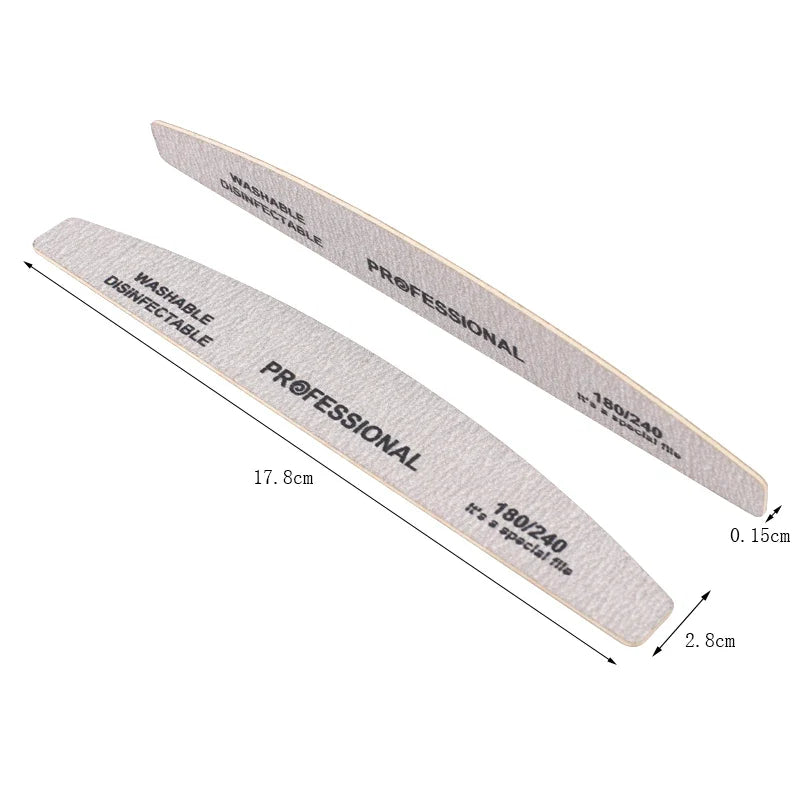 Professional Wood Nail Files 180/240 Grit Emery Board – 10 Pack Emery Board Nail File Qme