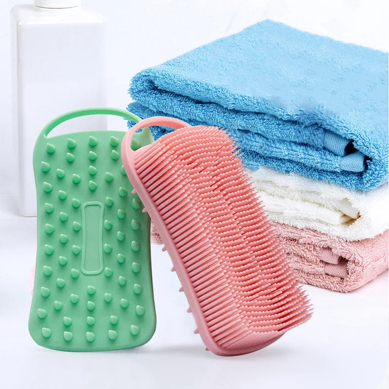 Double-Sided Silicone Shower Brush – Exfoliating Body Scrubber Silicone Body Brush Qme