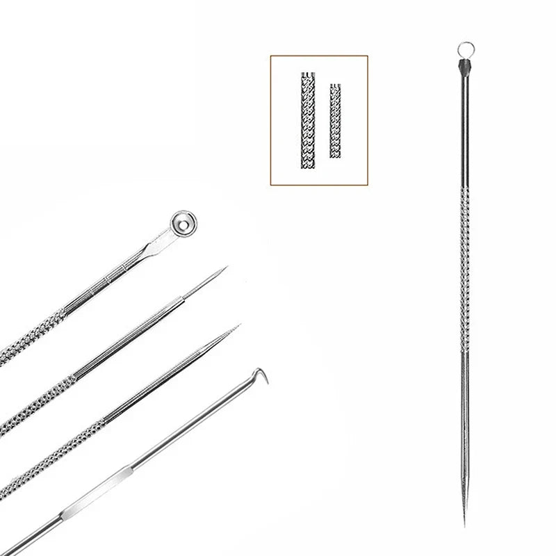 4-Piece Stainless Steel Acne Extractor Tool Set | Qme Skin Extractor Tool Set Qme