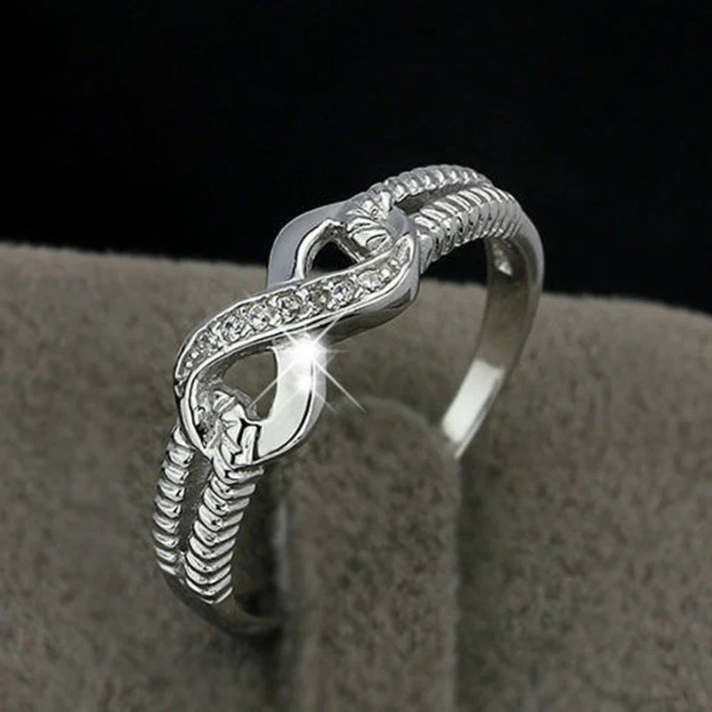 925 Sterling Silver Figure-8 Ring – AAA Cubic Zirconia | Qme Sterling Silver Ring Qme