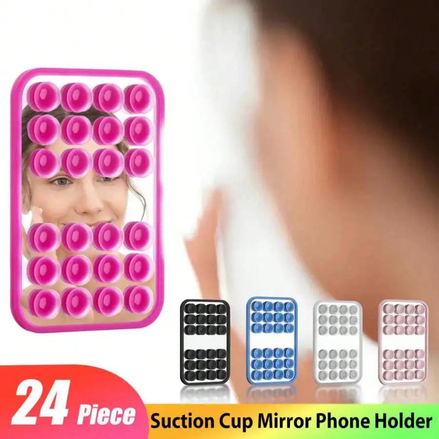 24 Suction Cup Silicone Phone Holder – Mirror Mount Stand Silicone Phone Stand Qme