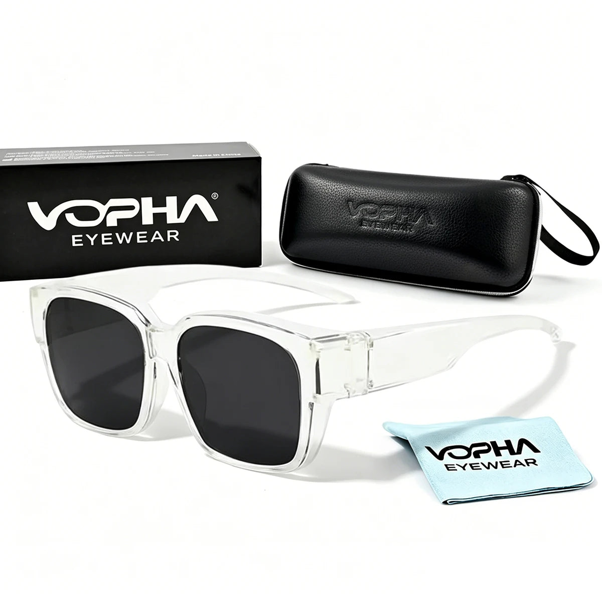 VOPHA Night Vision Driving Glasses – Anti-Glare Yellow Lens Night Vision Glasses Qst Transparent black