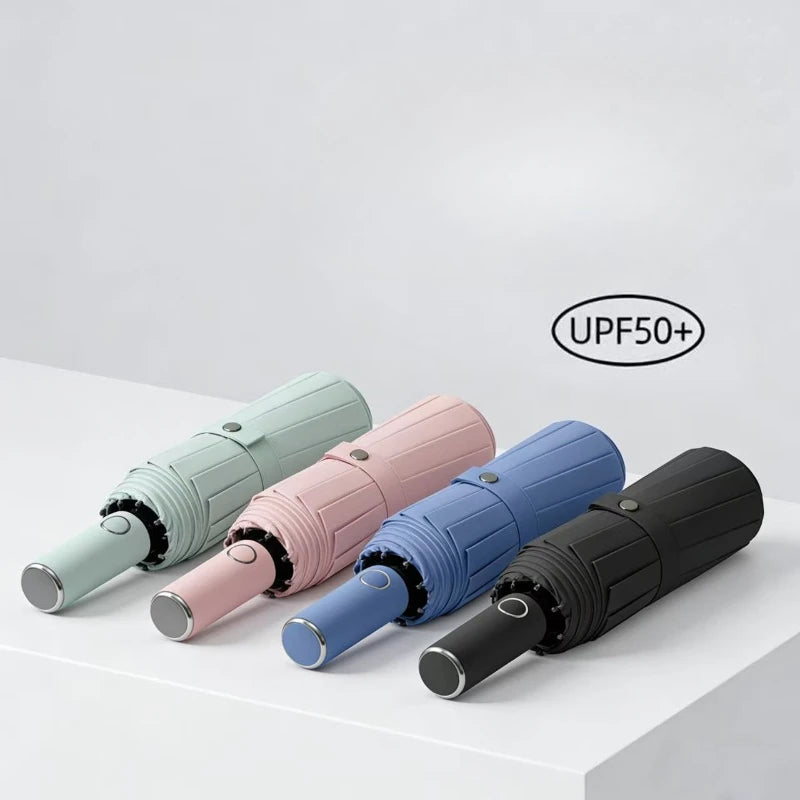 72-Bone Windproof Auto Folding Umbrella – UV & Rain Cover Automatic Folding Umbrella Qst
