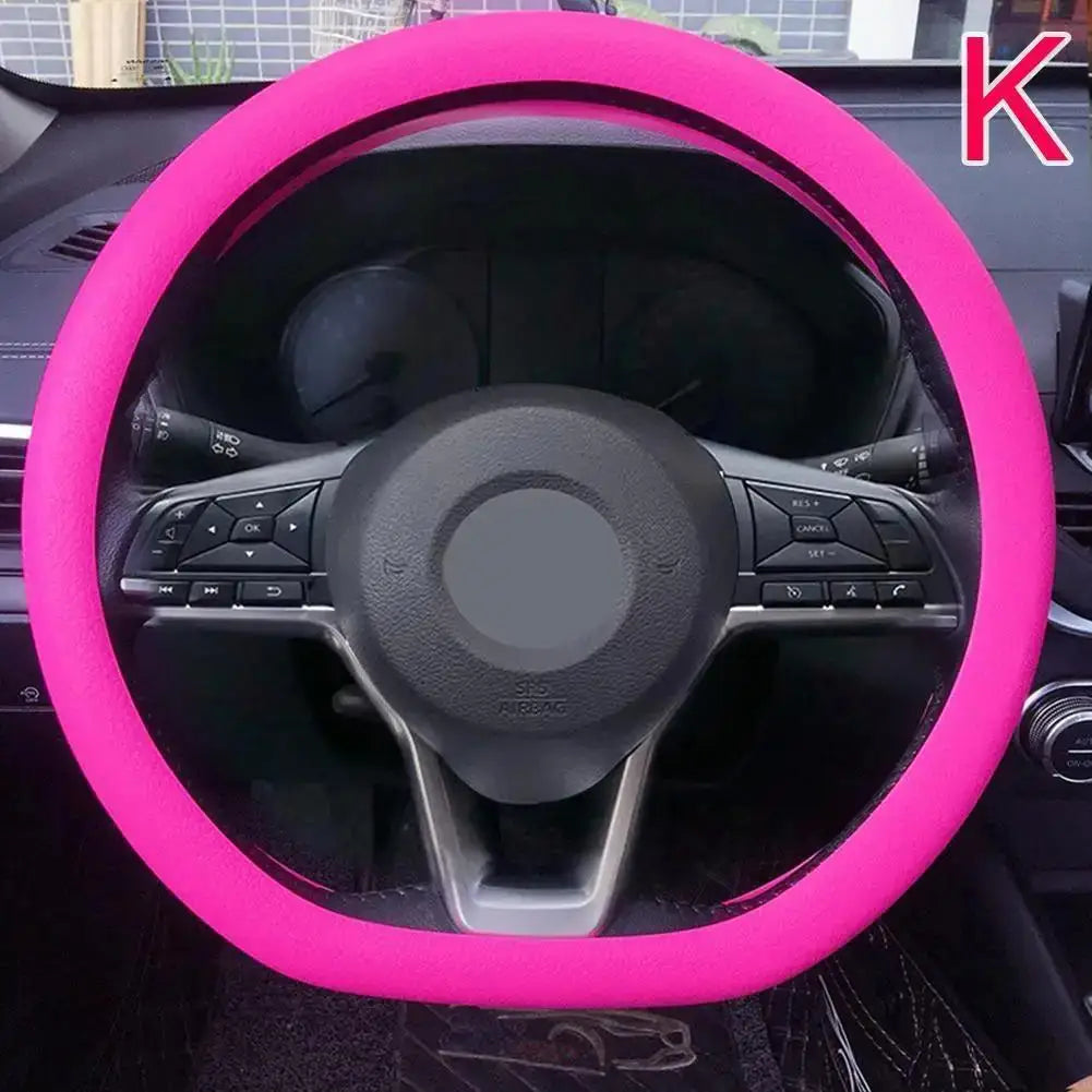 Silicone Steering Wheel Cover – Non-Slip & Sweat-Absorbent Steering Wheel Cover Qme Rose red