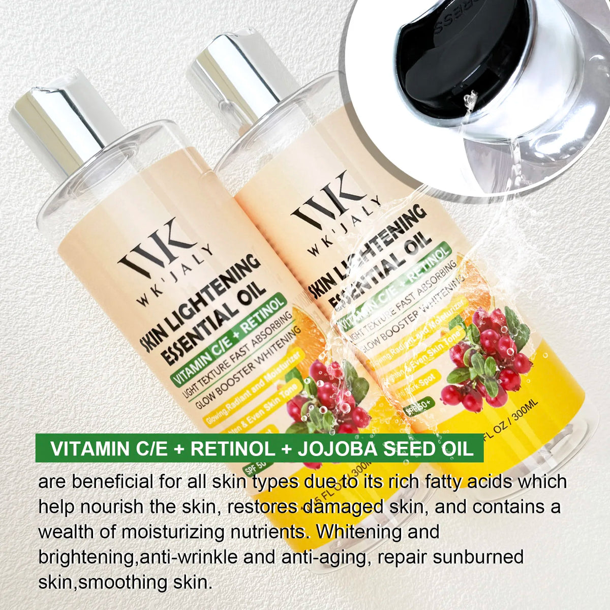 WK'JALY Vitamin C & Retinol Brightening Body Oil 300ml Brightening Body Oil Qst