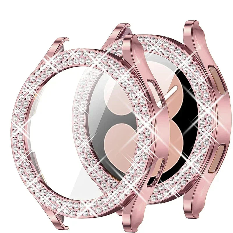 Bling Diamond Case Samsung Galaxy Watch 6 & 4 – Two Rows Smartwatch Bling Case Qme
