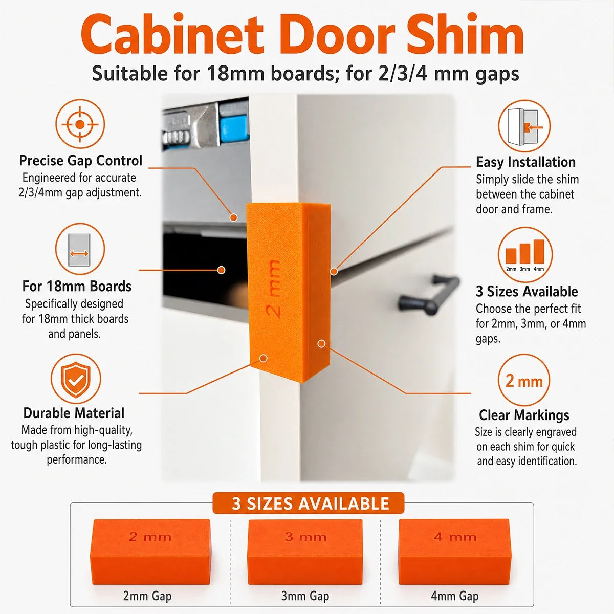 Cabinet Panel Shims & Drawer Spacers | 2mm & 3mm Woodworking Cabinet Shims Qme