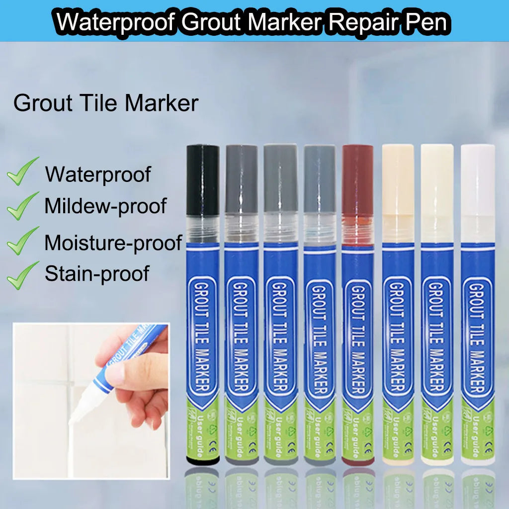 Waterproof Tile Grout Pen | Wall & Floor Seam Marker Grout Repair Pen Qme