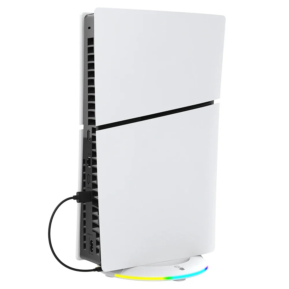 RGB Vertical Stand with Anti-Slip Pad for PS5 Slim Console Gaming Console Stand Qme
