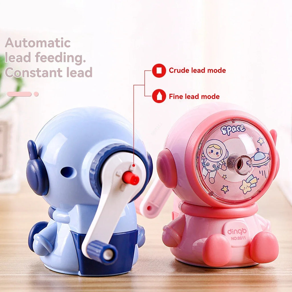 Astronaut Cartoon Hand Crank Pencil Sharpener for Students Manual Pencil Sharpener Qme