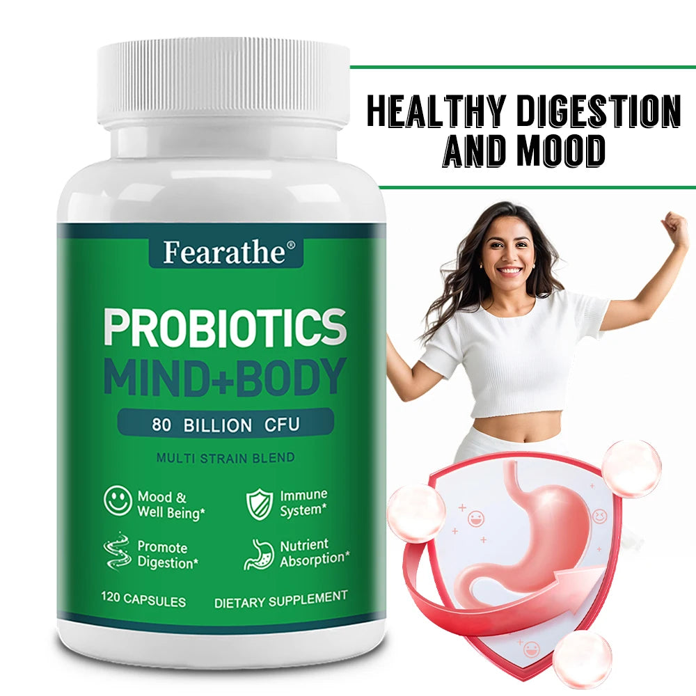 Probiotic Capsules 80B CFU + Prebiotics & Digestive Enzymes Probiotic Supplement Qst