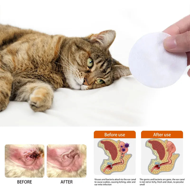 Pet Ear Cleaning Wipes – Gentle Odor Control & Earwax Removal Pet Ear Wipes Qme