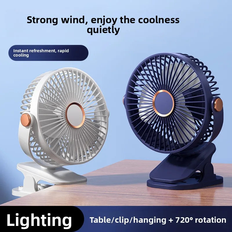 USB Rechargeable Clip Fan – Quiet Portable Desk Fan 5W Clip Desk Fan Qst