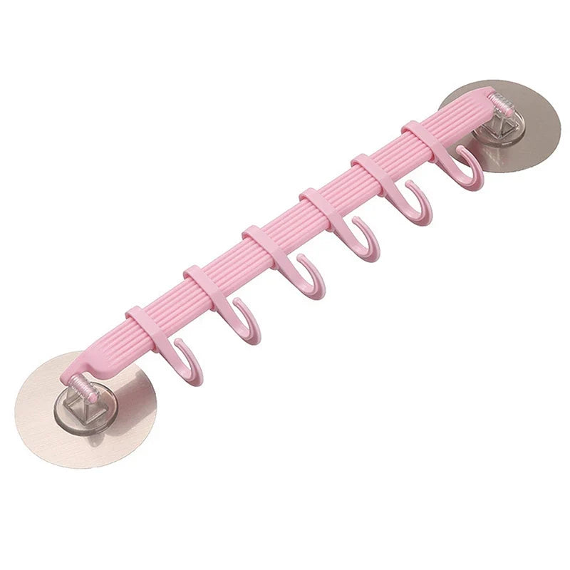 6-Row Suction Cup Corner Hook Rack – Kitchen & Bathroom Suction Cup Hook Rack Qme Pink