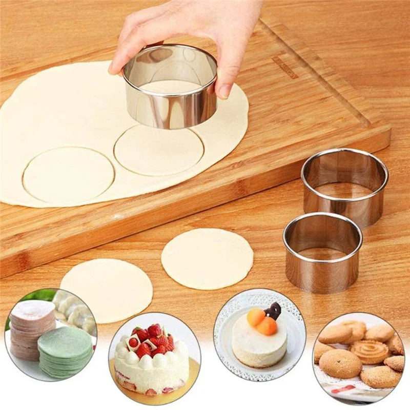 Stainless Steel Round Dumpling & Biscuit Cutter Set – 5 Sizes Pastry Dough Cutter Set Qme