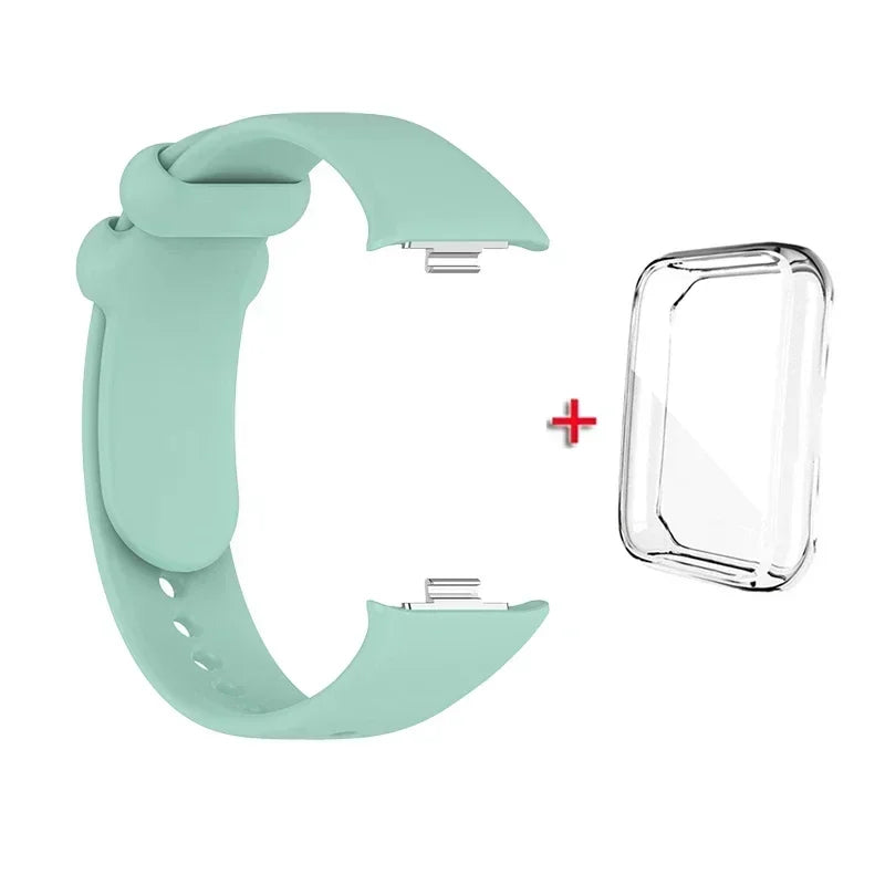 Xiaomi Mi Band 8 Silicone Strap & Protective Case – 31 Colors Smartband Strap & Case Qme Teal With Case Mi Band 8 Pro