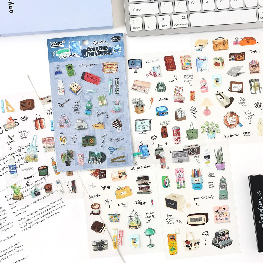 6-Sheet Cute Scrapbooking Sticker Book – DIY Junk Journal Supplies Scrapbooking Sticker Book Qme