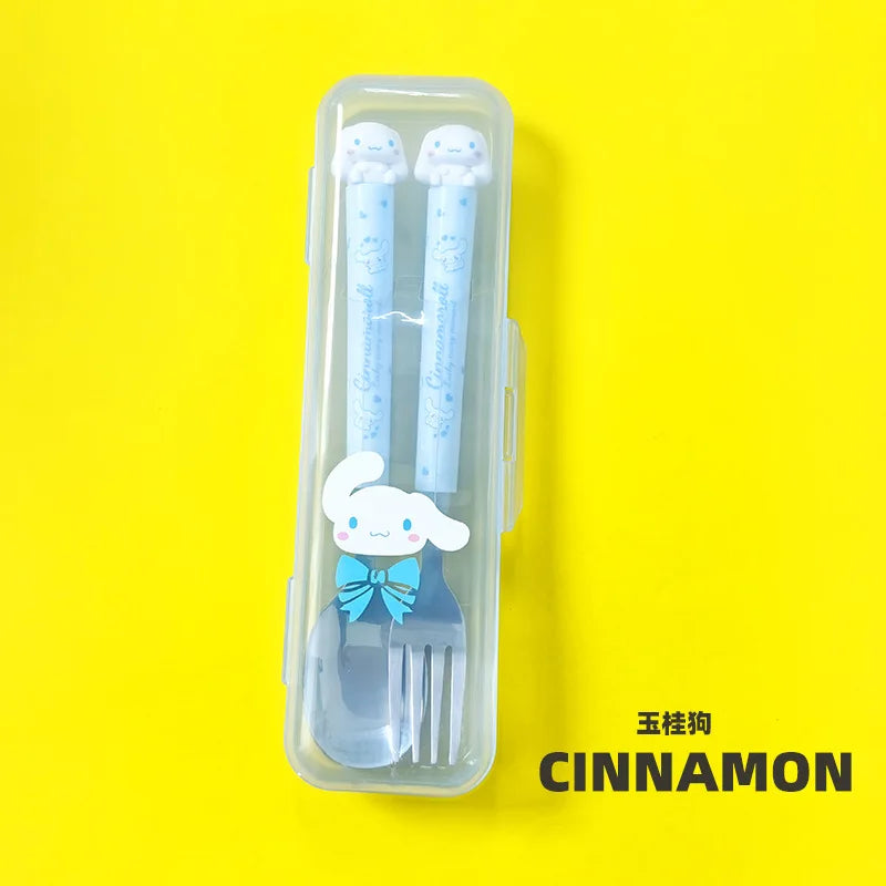 Hello Kitty Kuromi Kids Portable Stainless Steel Spoon Set Kids Cutlery Set Qme 3