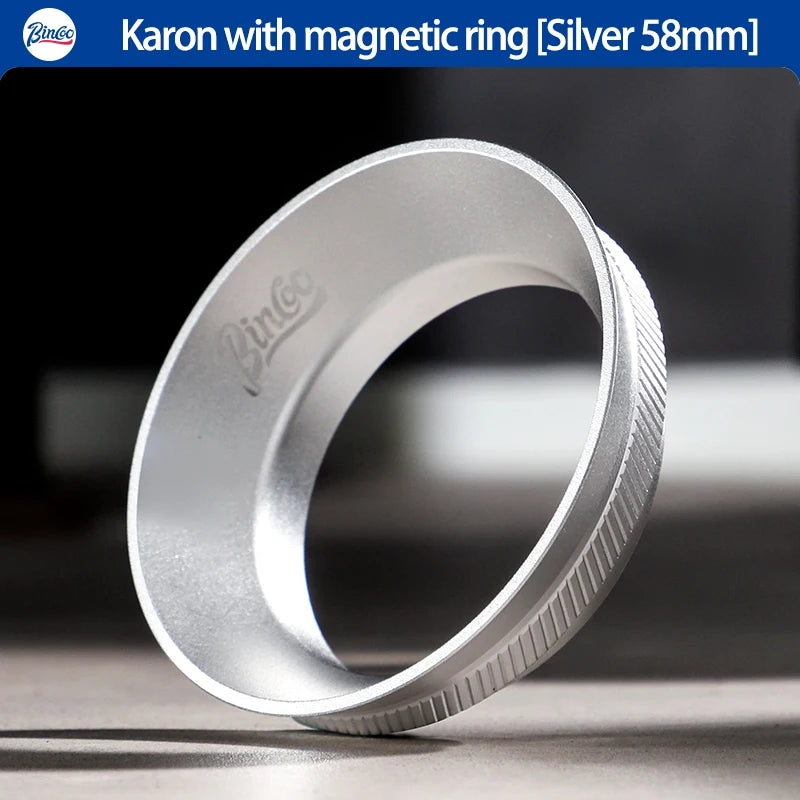 Bincoo Magnetic Portafilter Dosing Ring – Anti-Spill Espresso Tool Portafilter Dosing Ring Qst Silver-58mm