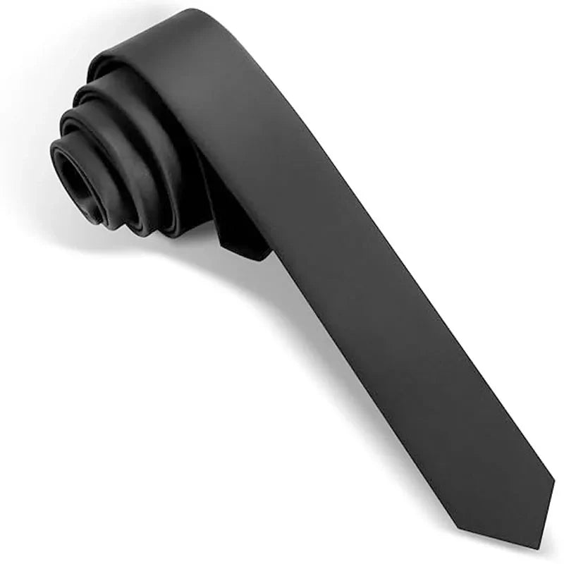 Qme Skinny Tie – Slim Solid Formal Necktie for Men & Women Slim Necktie Qme