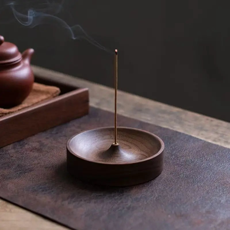 Solid Wood Incense Burner – Ebony & Acacia Saucer Holder Incense Burner Qme