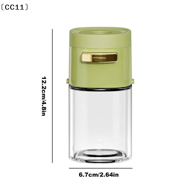 Glass Quantitative Seasoning Jar | Press-Type Salt Dispenser Seasoning Dispenser Jar Qme