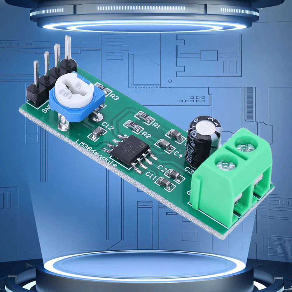 LM386 Mono Amplifier Module 200x Gain | 5V–12V DIY Audio Audio Amplifier Module Qme