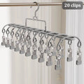 20-Clip Stainless Steel Sock & Underwear Drying Rack Laundry Drying Rack Qst B