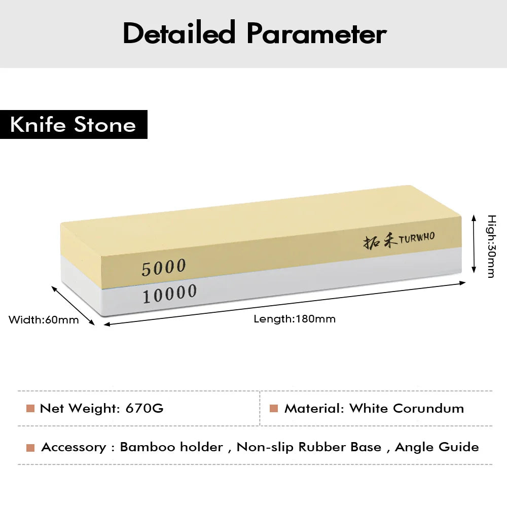 TURWHO Double-Sided Whetstone Set – Grit 240–10000 Whetstone Sharpener Qst