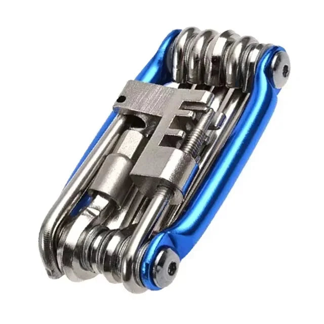11-in-1 Bicycle Repair Tool Kit – Hex, Chain & Screwdriver Bicycle Multi-Tool Qst Blue-1pc