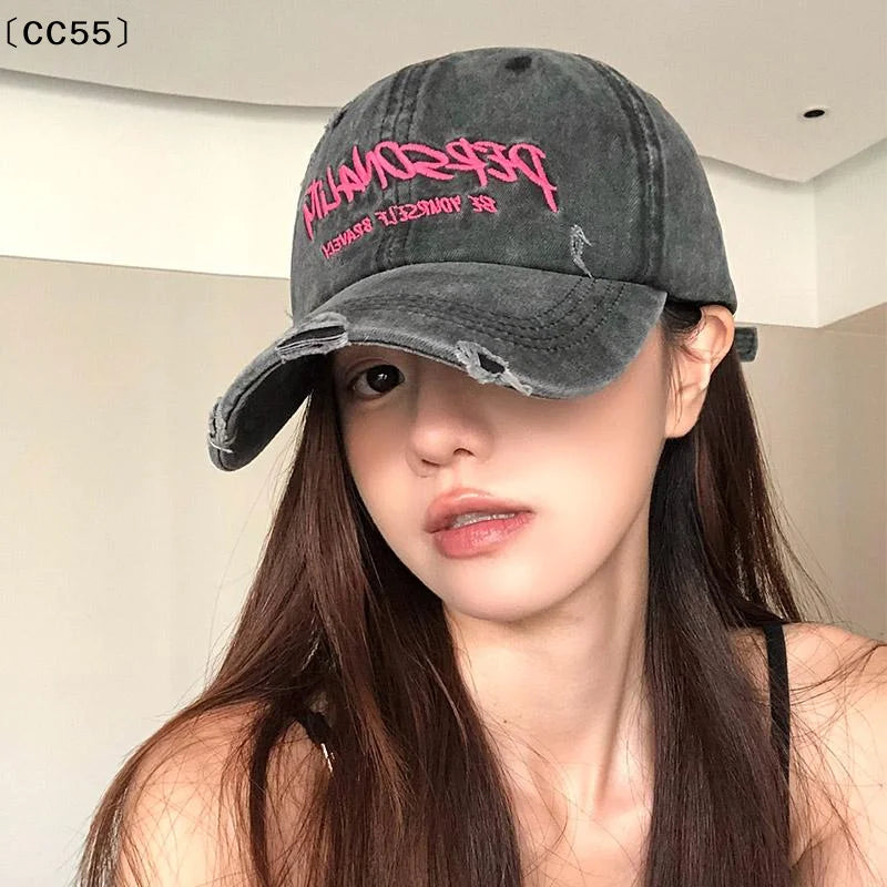 Retro Washed Denim Baseball Cap – Wide Brim Sun Hat Denim Baseball Cap Qst