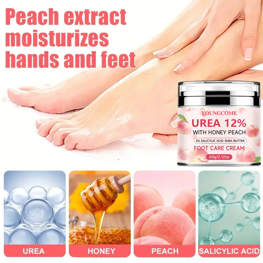YOUNGCOME Peach Urea Foot Cream – Moisturizer for Dry Skin Foot & Hand Cream Qst