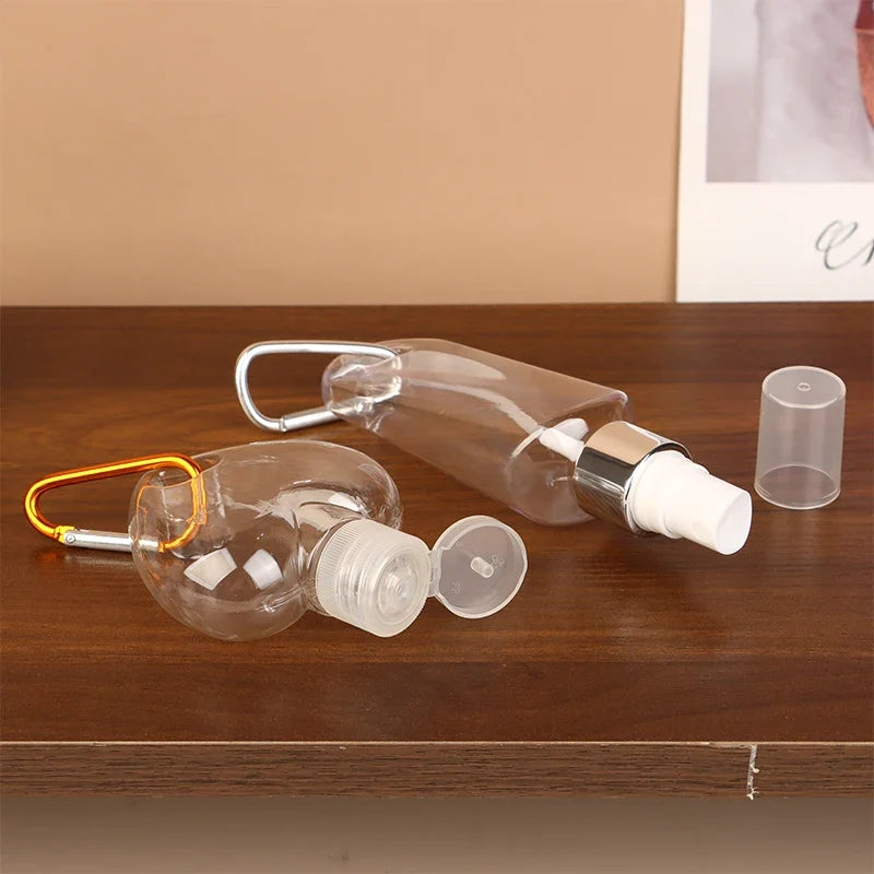 Travel Bottles Carabiner Hook Flip Cap – Lotion & Perfume Travel Bottle Set Qme
