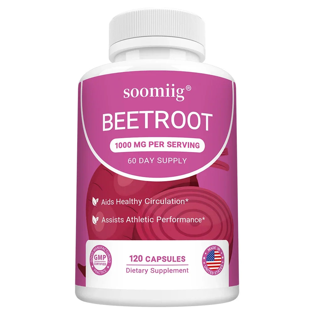 Organic Beetroot Capsules – Energy, Endurance & Heart Support Herbal Supplement Qst 3 bottle 120 count