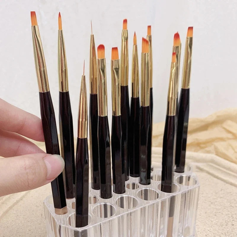 26-Hole Nail Brush Display Shelf & Makeup Tool Organizer Brush Display Organizer Qme