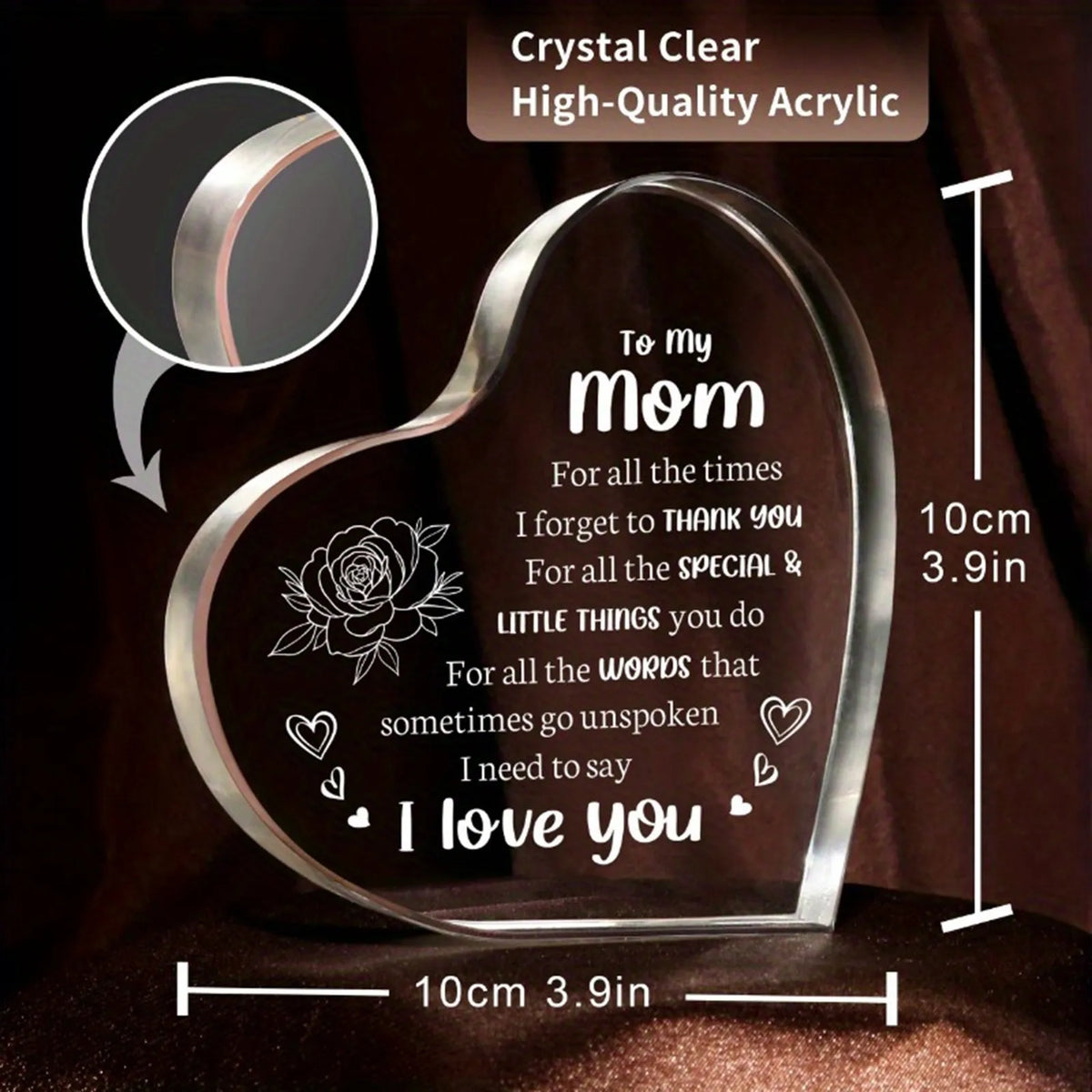 3D Acrylic Heart Sign Ornament – Heartfelt Mom Gift Decor Acrylic Sign Ornament Qme