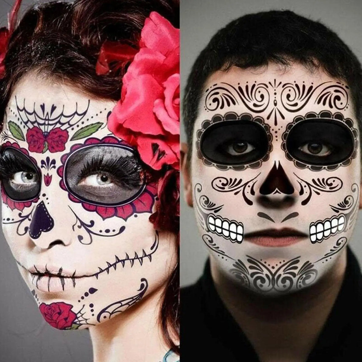 Day of the Dead Sugar Skull Temporary Face Tattoos – 13 Sheets Temporary Face Tattoos Qme