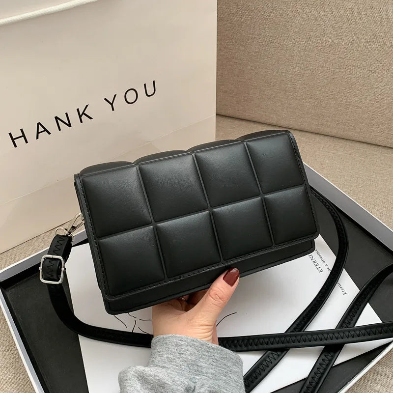 Women's Square PU Leather Shoulder Bag | Portable Crossbody Shoulder Crossbody Bag Qme black
