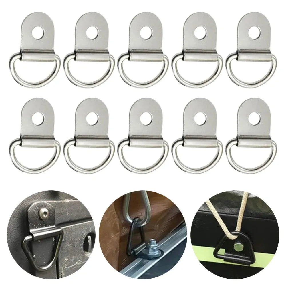 D-Ring Tie Down Anchors Stainless Steel Lashing Hooks 10-Pack Tie Down Anchor Qme