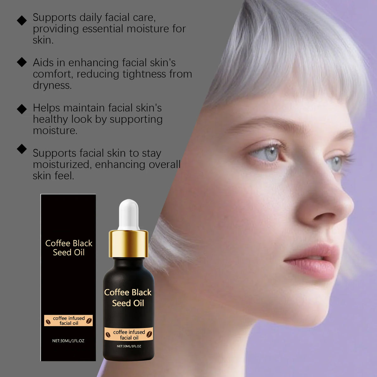 Coffee Black Seed Facial Oil – Hydration & Anti-Wrinkle 30ml Facial Oil Qst